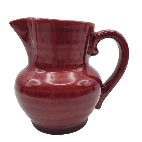 Red Wing Pottery Maroon Creamer Red Small Pitcher Normandy Vintage 1940s - Picture 1 of 6